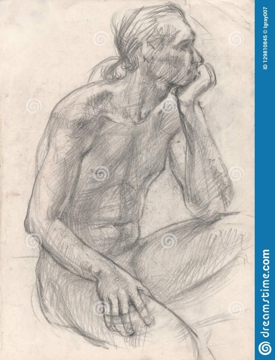 Inspiration Pencil Sketch Human Figure Tutorial Figure Drawing In Pencil. Sitting Man. Stock Illustration Image