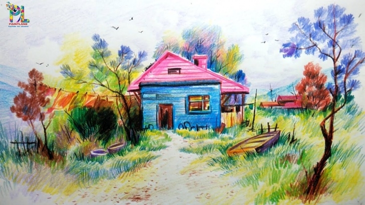 Inspiration Scenery Drawing With Pencil Colour for Beginners Learn Shading A Scenery With Colored Pencils For Beginners | Easy Drawing Photos