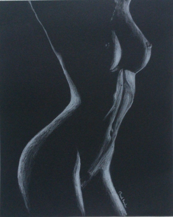 Inspiration White Colored Pencil On Black Paper Easy Female Nudes" Pencil Drawing (White Colored Pencil On The Black Image