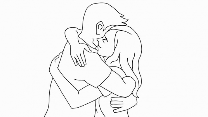 Inspiring Couple Hug Sketch Simple How To Draw A Hugging Couple - Easy Drawing For Kids Picture