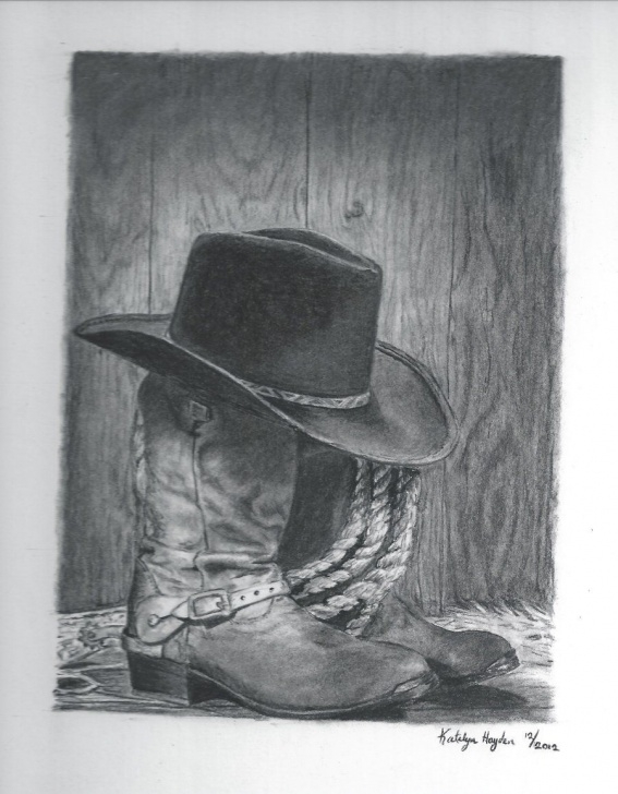Inspiring Cowboy Pencil Drawings Easy Free Cowboy Pencil Art | Cowboy Boots And Hat By Sunbird18 Photos