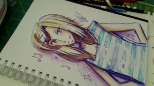 Inspiring Pen And Colored Pencil Drawings Tutorials "the Crayola Challenge" Ballpoint Pen/colored Pencil Sketch, Oc Piper Pic