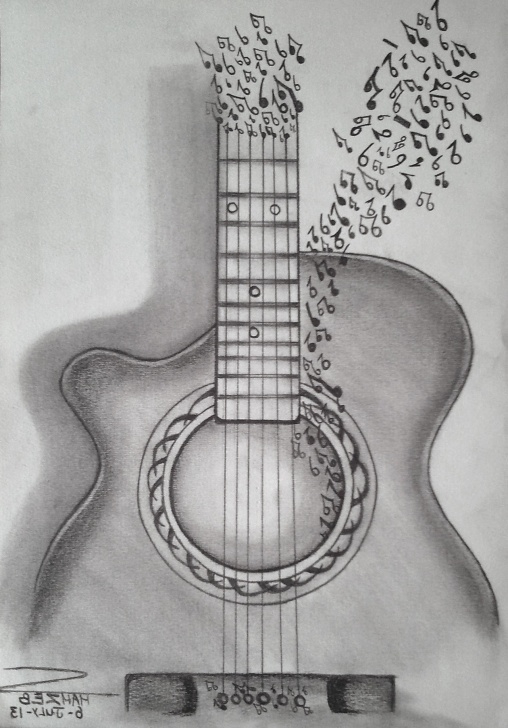 Inspiring Pencil Drawing Guitar Free Guitar Paintings Search Result At Paintingvalley Images