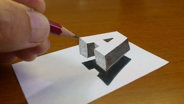 Inspiring Simple 3D Drawings On Paper With Pencil Free Very Easy!! How To Drawing 3D Floating Letter "a" #2 - Anamorphic Illusion - 3D Trick Art On Paper Image