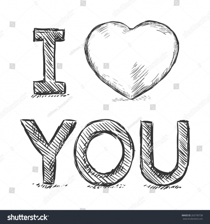 Interesting I Love You Pencil Drawing for Beginners Vector Pencil Sketch Illustration Love You Stock Vector (Royalty Pic