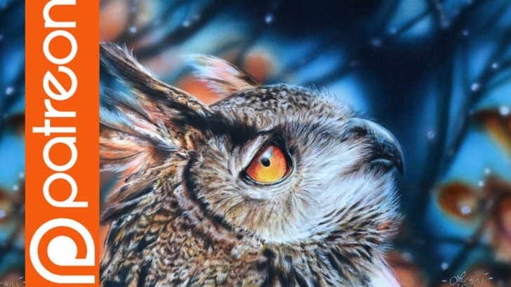 Interesting Lachri Fine Art Colored Pencil Tutorials Patreon - Eagle Owl Colored Pencil Lesson - Lachri Fine Art Image