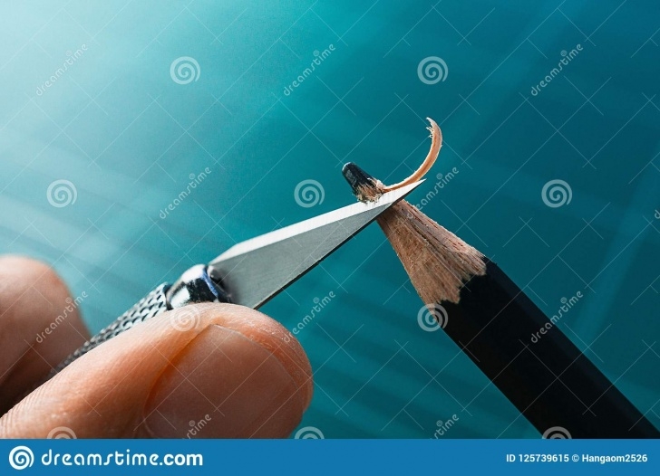 Interesting Pencil Cutting Art for Beginners Sharpening Blunt Pencil With Steel Art Knife On Green Cutting Ma Picture