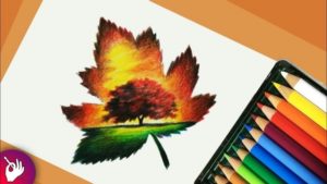 Interesting Pencil Drawing With Colour Courses Scenery Drawing With Pencil Colour - Landscape Scenery Picture