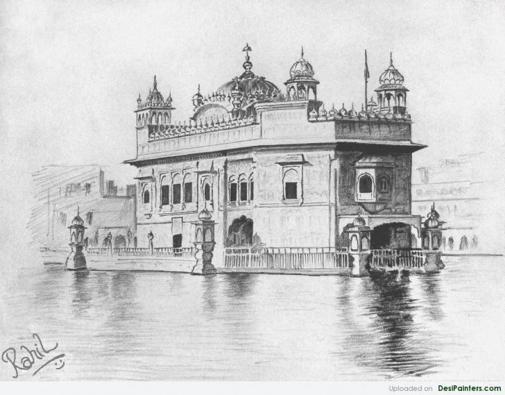 Interesting Temple Pencil Drawing Tutorial Pencil Sketch Of Golden Temple | Desipainters Images