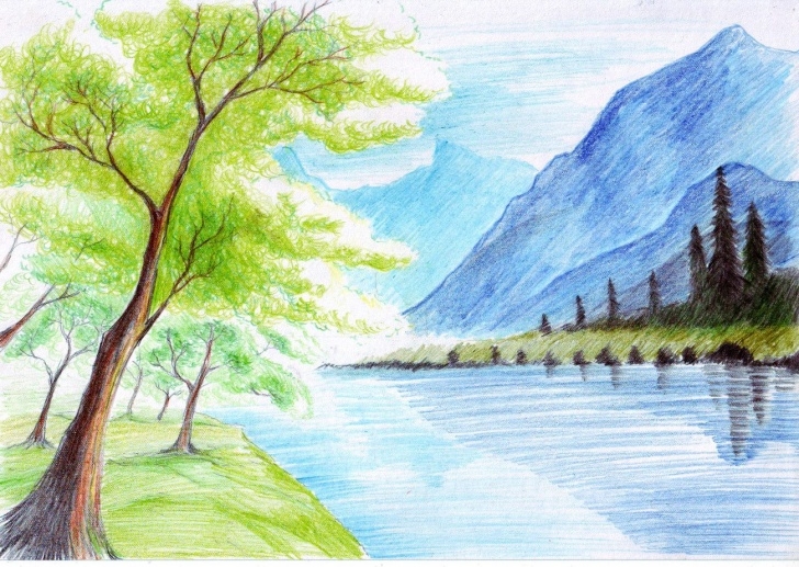 Learn Colored Pencil Landscape Courses Landscape With Color Pencil | #nerd | Colorful Drawings, Color Images