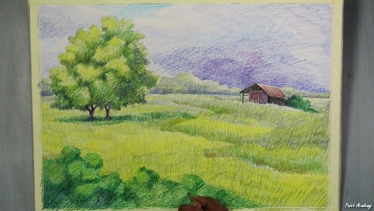 Learn Colored Pencil Landscape Tutorials A Landscape With Colored Pencil | Step By Step Image