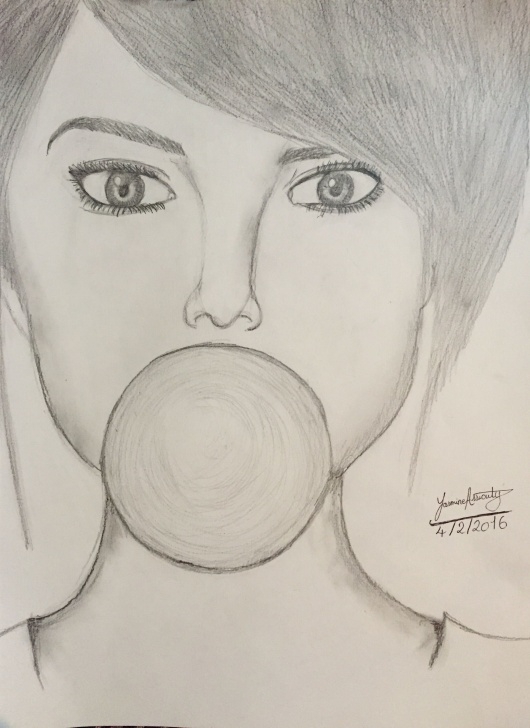 Learn Easy Pencil Art Step by Step Easy Pencil Drawing For Beginners. Girl Eating A Bubblegum | Drawing Pictures