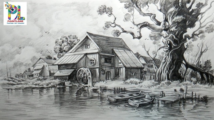 Learn Landscape Drawing Pencil Shading Tutorial How To Draw And Shade A Scenery With Pencil | Easy Pencil Strokes Pics