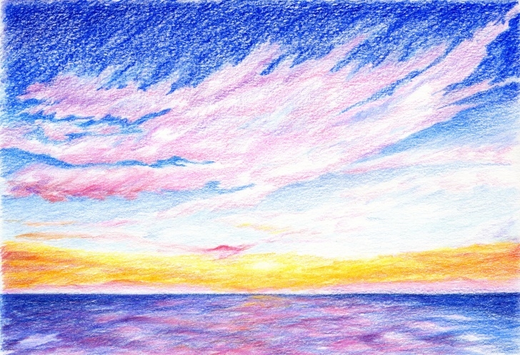 Learn Sunset Drawings In Pencil Simple Sunset .drawing With Colored Pencils | Silouette | Colored Picture