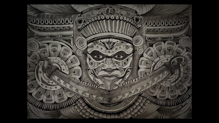 Learn Theyyam Pencil Drawing Courses Theyyam Doodle Pencil Drawing | Art Of Theyyam | Ritual Form Of Worship | Time Lapse | Rahul Sekhar Photo