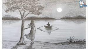 Learning Pencil Art Drawing for Beginners How To Draw Scenery Of Moonlight Night By Pencil Sketch.. Step By Step Photos