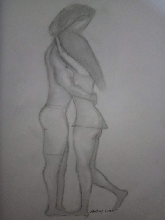 Learning Romantic Pencil Sketch Lessons Akshay Kumar: Color Pencil Drawing Of Romantic Love Couple By Artist Picture