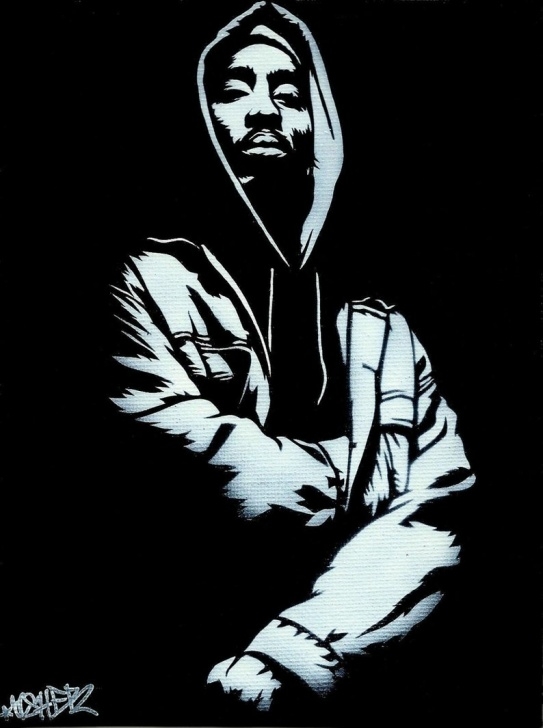 Learning Tupac Stencil Art Tutorials 8.5X11 (Tupac) Bishop Stencil Art Print Picture