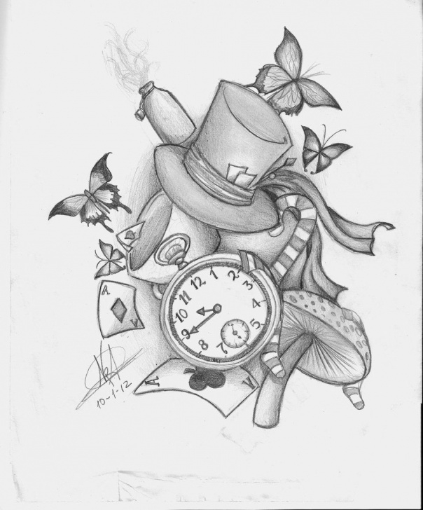 Marvelous Alice In Wonderland Pencil Drawings Courses Alice In Wonderland Tattoo Idea. Like The Concept, Not Necessarily Images