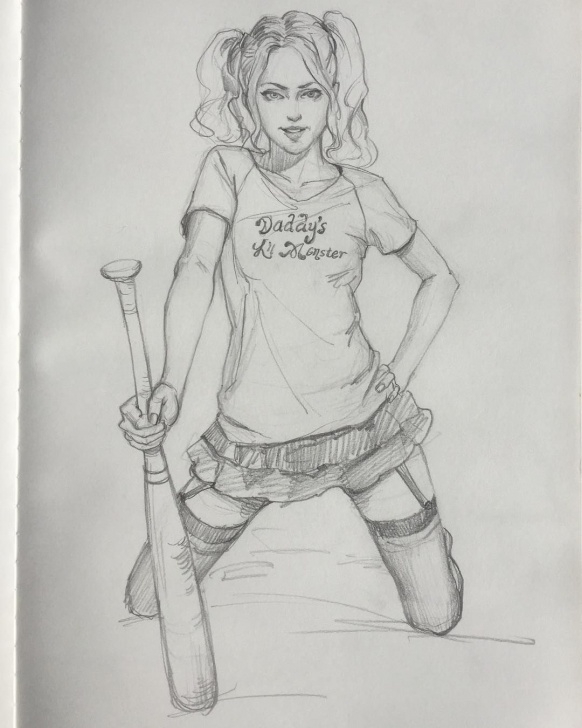 Marvelous Harley Quinn Pencil Drawing Tutorials Harley Quinn Pin-Up Doodle. #sketch #art #drawing #harleyquinn Photos
