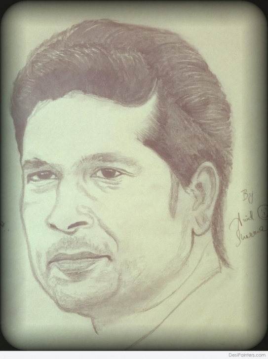 Marvelous Sachin Tendulkar Pencil Sketch for Beginners Pencil Sketch Of Sachin Tendulkar By Amit Sharma | Desipainters Photos