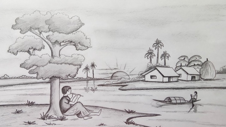 Marvelous Scenery Sketches For Beginners Courses How To Draw Scenery / Landscape By Pencil Sketch.step By Step (Easy Draw) Pictures