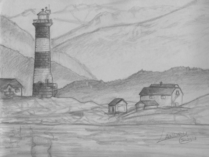 Marvelous Scenery Sketches For Beginners Techniques Easy Pencil Drawings Of Nature 1 X 1 | Drawings | Landscape Drawing Pic