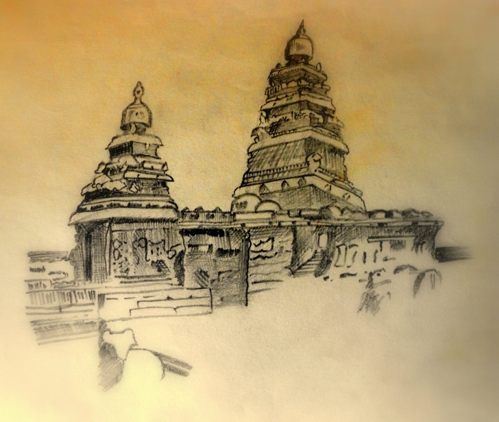 Marvelous Temple Pencil Drawing Easy Easy Morroco Landscape Pencil Drawings And Easy Temples Of Tamilnadu Image