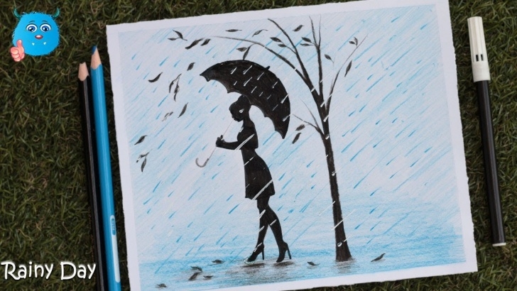 Most Inspiring Rainy Day Pencil Drawing Free How To Draw A Rainy Day Scenery Drawing In Pencil Color Image