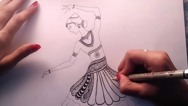 Nice Bharatanatyam Pencil Sketches Simple How To Draw Bharatanatyam Zentangle Art | Speed Drawing Pics