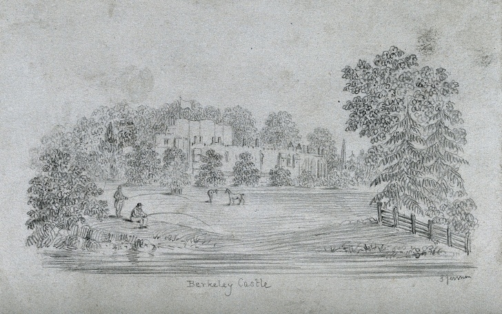 Nice Lake Pencil Drawing Tutorial Berkeley Castle, View From A Distance, With A River Or Lake In The Photo