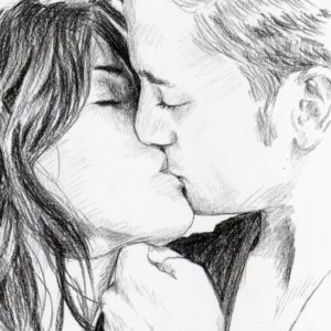 Pencil Sketch Of Kissing Couple