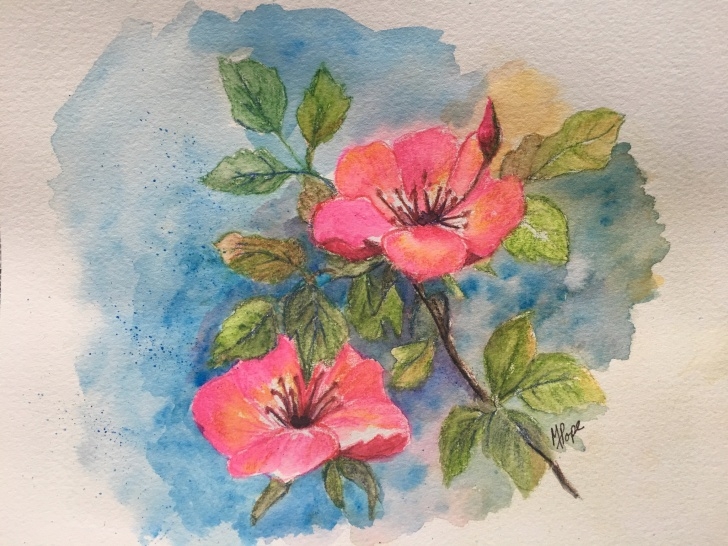 Nice Watercolor Pencil Flowers Courses Watercolor Pencil Flowers/watercolor Pencils/azaleas/home Decor/floral Watercolor/8 X 10/watercolor Pencil Painting/azaleas Painting Pic