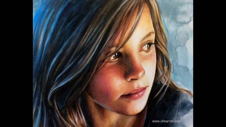 Nice Watercolor Pencil Portrait Courses Watercolor And Colored Pencils Portrait Speed Painting By Ch. Karron Photo