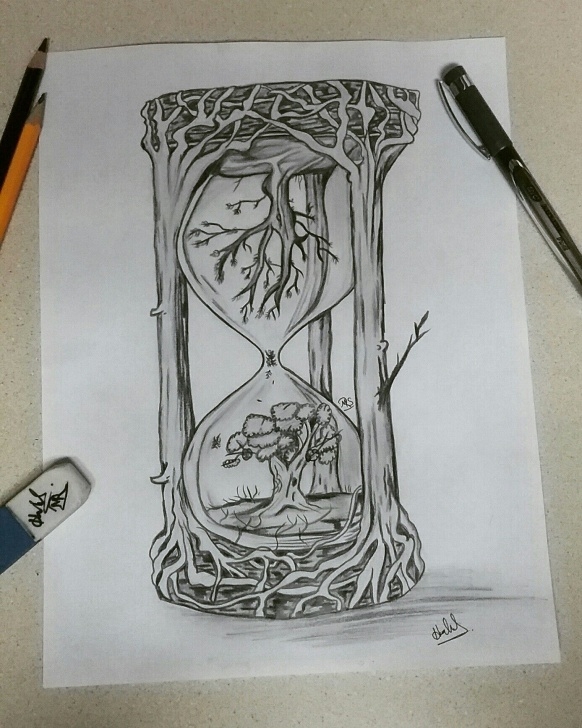 Outstanding Creative Pencil Drawings Techniques Creative Hourglass Drawing. | My Artwork In 2019 | Hourglass Picture