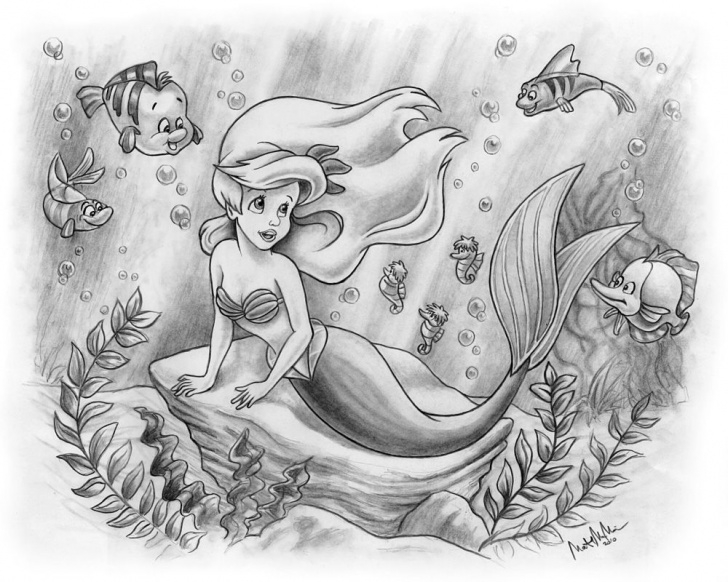 Outstanding Mermaid Pencil Sketch for Beginners Pencil Drawings Of The Little Mermaid | Art Design Gallery Pic
