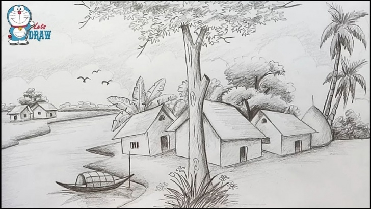 Outstanding Scenery Pencil Drawing Tutorial How To Draw Scenery / Landscape By Pencil Sketch Step By Step Pics