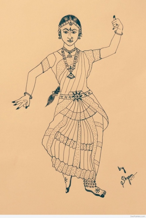Popular Bharatanatyam Pencil Sketches Courses Beautiful Pencil Sketch Of Bharatanatyam Performer | Desipainters Image