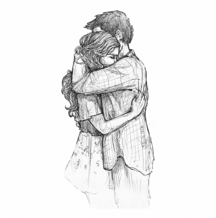 Popular Couple Hug Sketch for Beginners Hug Drawing, Pencil, Sketch, Colorful, Realistic Art Images Pics