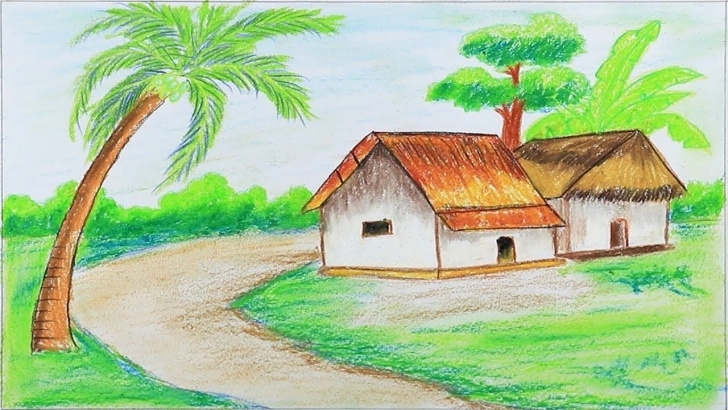 Popular Drawing Images Village Lessons How To Draw Village Scenery Step By Step With Oil Pastels (Very Easy Photos