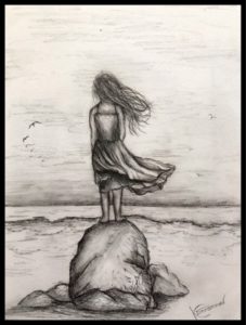 Popular Easy Graphite Drawings Free An Easy Graphite Drawing Of A Girl Standing In The Ocean Breeze Image