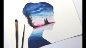 Popular Easy Watercolor Pencil Drawings Techniques Simple Watercolour Double Exposure Tutorial - Youtube | Art Image