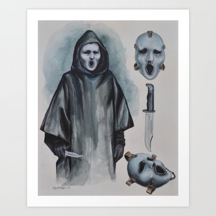 Popular Ghost Pencil Drawing Tutorials Scream The Tv Series - "brandon James Mask" Ghost Face | Colored Pencil Drawing Art Print Picture