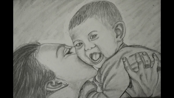 Popular Mother And Son Pencil Drawing Ideas Pencil Art Of Mother And Baby Pic