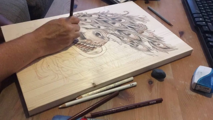 Popular Pencil Drawing On Wood Tutorial Drawing/sketching Peacock On Wood In Colored Pencil By Jen Swain Pictures