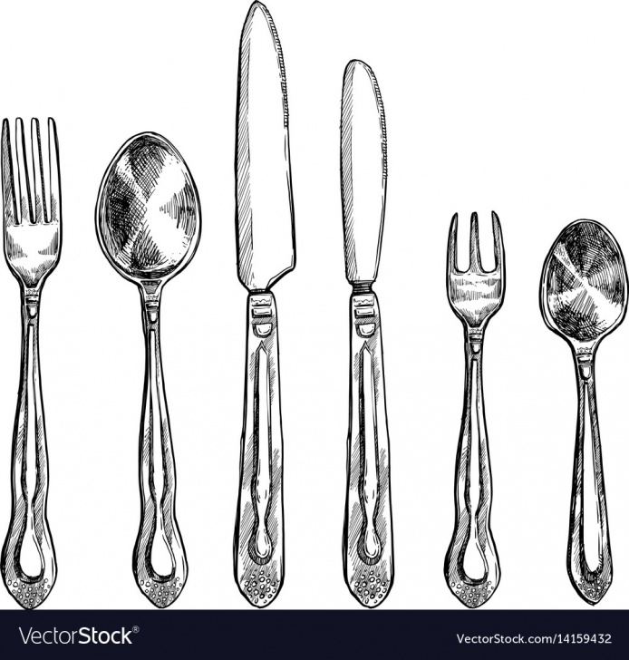 Popular Spoon Pencil Drawing Step by Step Cutlery Freehand Pencil Drawing Set Pics
