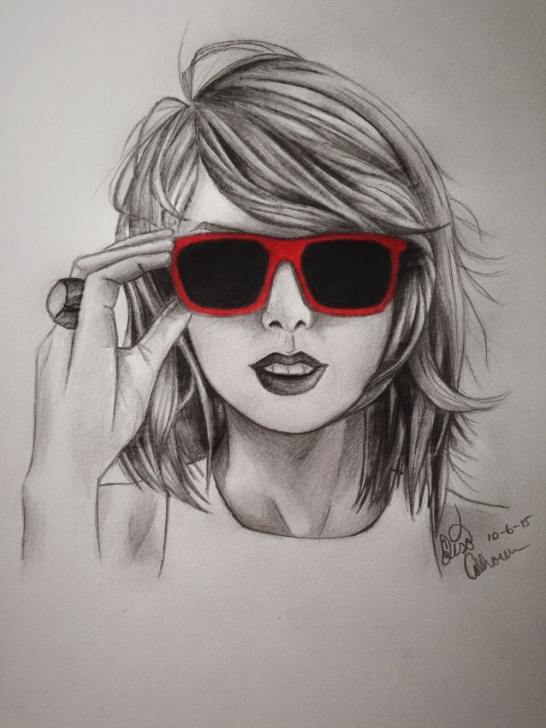 Popular Taylor Swift Pencil Sketch Tutorial Taylor Swift Drawing, Pencil, Sketch, Colorful, Realistic Art Images Images