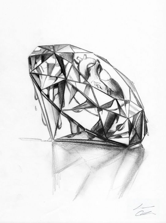 Remarkable Diamond Pencil Drawing Techniques for Beginners Heart Inside A Diamond, Sketch Made With Pencil. Sometimes We Need Images