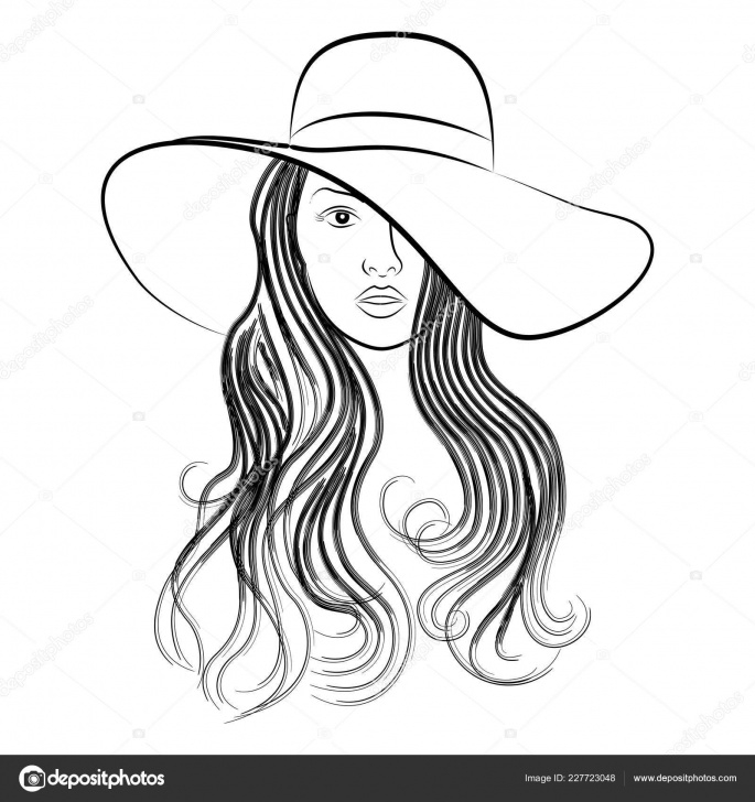 Stunning Beautiful Lady Sketch Ideas Vector Image Head Beautiful Girl Hat Pretty Brunette Sketch Lovely Images