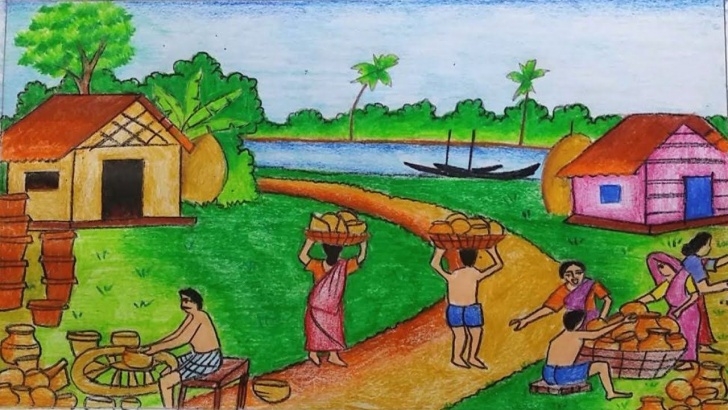 Stunning Drawing Images Village Lessons Learn How To Draw Scenery Of Potter Village Step By Step - Youtube Photo